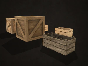 wooden crates - low poly 3D Model