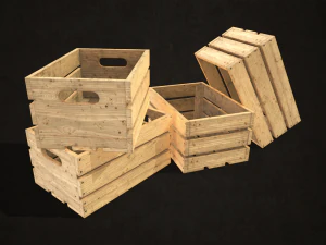 wooden crates - low poly 3D Model