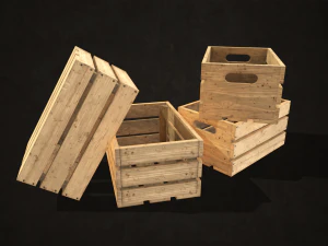 wooden crates - low poly 3D Model