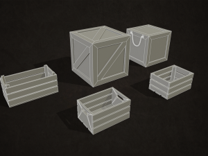 wooden crates - low poly 3Dモデル