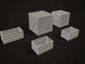 wooden crates - low poly 3D Model