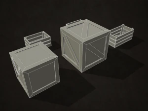 wooden crates - low poly 3D Model