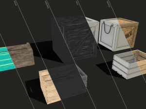 wooden crates - low poly 3D Model