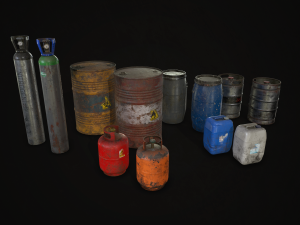 barrels drums and containers - low poly 3D Модель