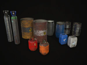 桶、桶和容器-低聚 3D 模型