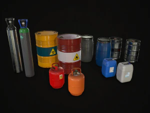 barrels drums and containers - low poly 3D Model
