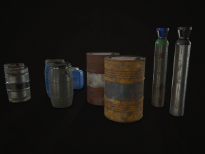 barrels drums and containers - low poly 3D 模型