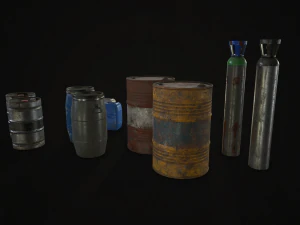 barrels drums and containers - low poly 3D Model
