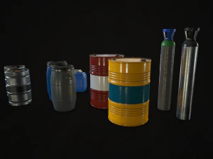 barrels drums and containers - low poly 3D Model