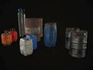 barrels drums and containers - low poly 3D Model