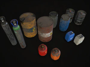 barrels drums and containers - low poly 3D Model