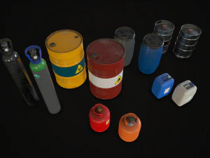barrels drums and containers - low poly 3D Model