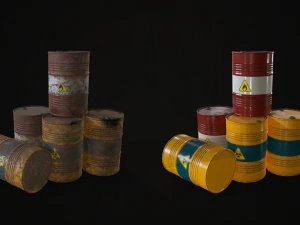 barrels drums and containers - low poly 3D Model