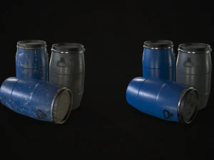 barrels drums and containers - low poly 3D Model