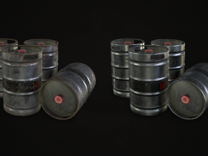 barrels drums and containers - low poly 3D 模型