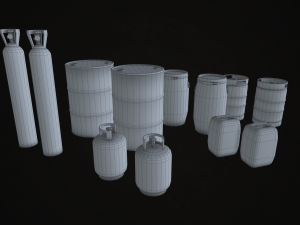 barrels drums and containers - low poly 3D 模型