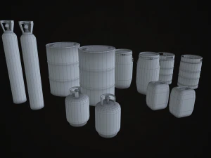 barrels drums and containers - low poly 3D Model