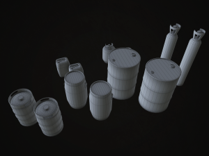 barrels drums and containers - low poly 3D 模型