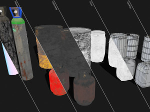 barrels drums and containers - low poly 3D 模型