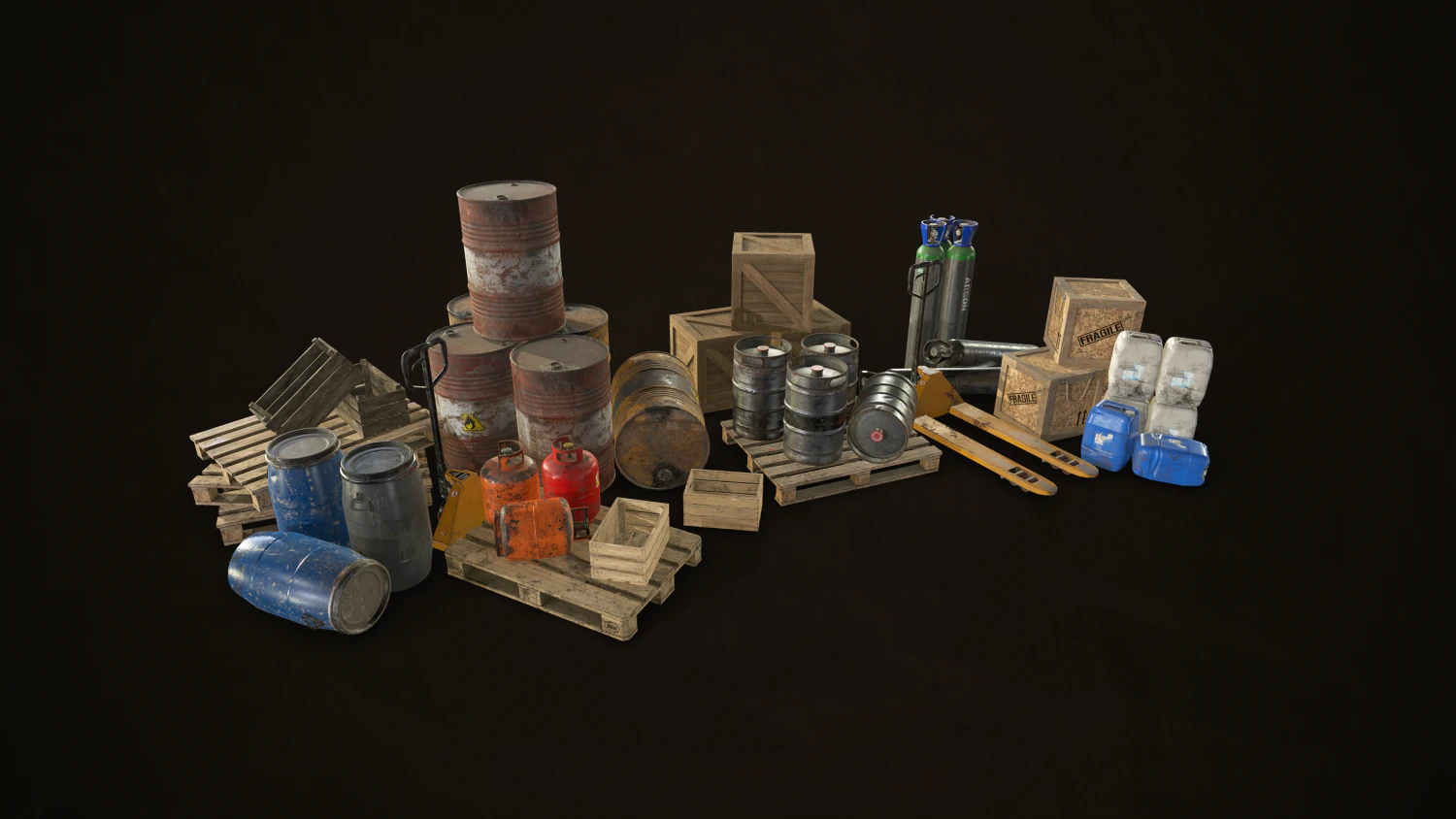 industrial warehouse pack vol 1 - low poly 3D Model .c4d .max .obj .3ds .fbx .stl .blend 