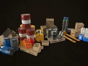 industrial warehouse pack vol 1 - low poly 3D Model