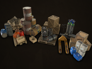 industrial warehouse pack vol 1 - low poly Modello 3D