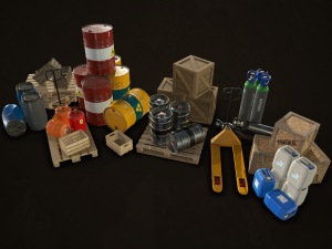 industrial warehouse pack vol 1 - low poly Modello 3D
