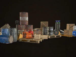 industrial warehouse pack vol 1 - low poly 3D Model