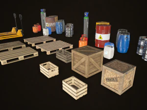 industrial warehouse pack vol 1 - low poly 3D Model