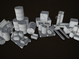 industrial warehouse pack vol 1 - low poly Modello 3D