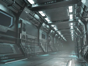 sci-fi modular corridor version 1 - low poly 3D Model