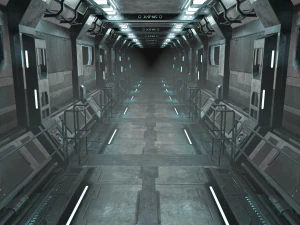 sci-fi modular corridor version 1 - low poly 3D Model