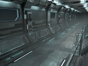 sci-fi modular corridor version 1 - low poly Modelo 3D