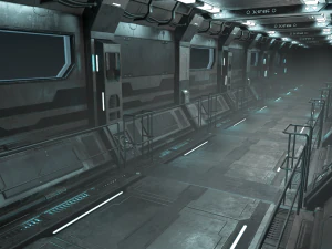 sci-fi modular corridor version 1 - low poly 3D Model