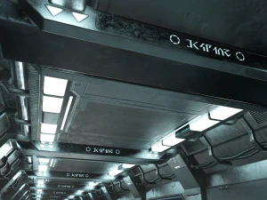 sci-fi modular corridor version 1 - low poly 3D Model