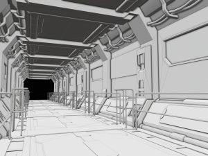 sci-fi modular corridor version 1 - low poly Modelo 3D