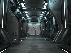 sci-fi modular corridor with door ver1 - low poly 3D Model