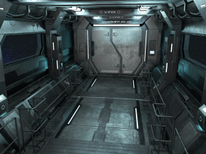 sci-fi modular corridor with door ver1 - low poly Modelo 3D