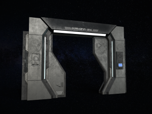 sci-fi modular corridor with door ver1 - low poly Modelo 3D