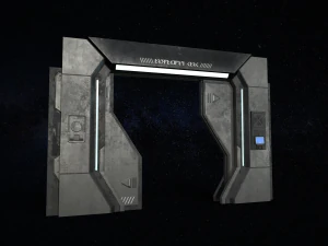 sci-fi modular corridor with door ver1 - low poly 3D Model