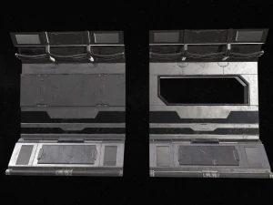 sci-fi modular corridor with door ver1 - low poly 3D Model