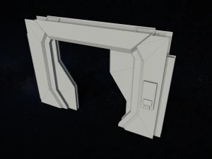 sci-fi modular corridor with door ver1 - low poly 3D Model