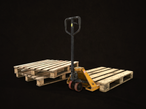 pallet jack with pallets - low poly 3D Model