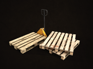 pallet jack with pallets - low poly 3D Model