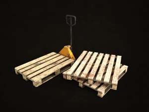 pallet jack with pallets - low poly 3D Model