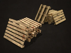 pallet jack with pallets - low poly 3D Model
