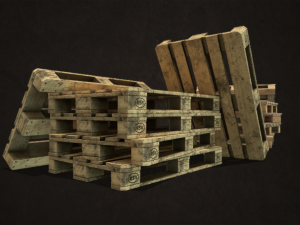 pallet jack with pallets - low poly 3D Model