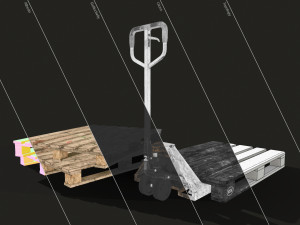 pallet jack with pallets - low poly 3D Model