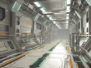 sci-fi modular corridor version 2 - low poly 3D Model
