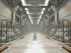 sci-fi modular corridor version 2 - low poly Modelo 3D